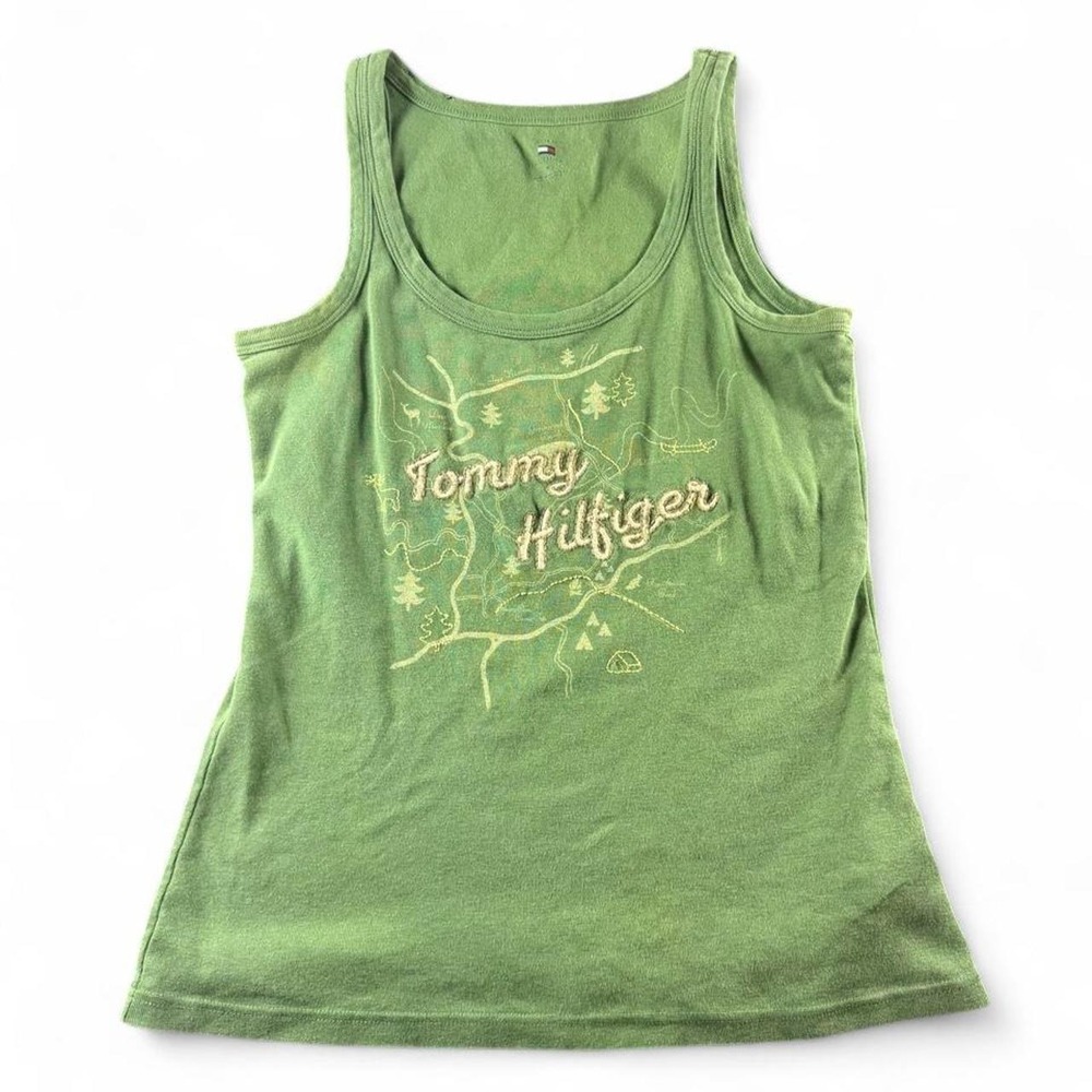Tommy Hilfiger Vintage Green Tank Top w/ Embroidery Detail